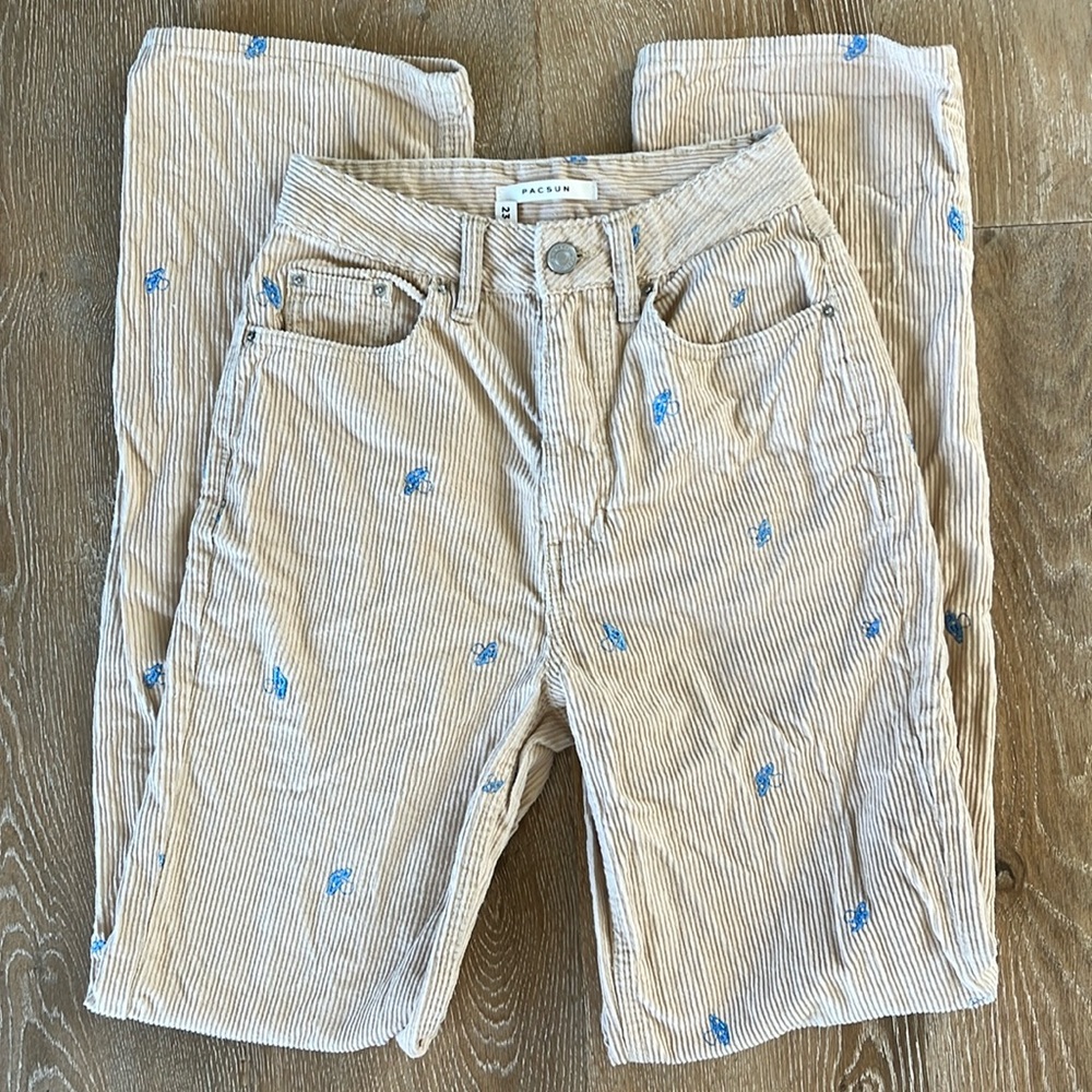PacSun Corduroy Pants with Mushroom Embroidery size 23